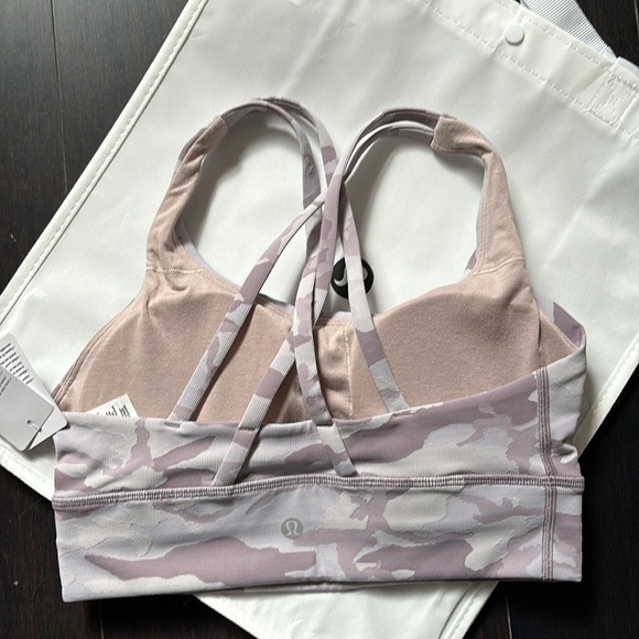 lululemon ENERGY BRA LONG LINE *RIBBED INCOGNITO JAGGED INVISI VIOLET CAMO 6 NWT - Picture 4 of 8